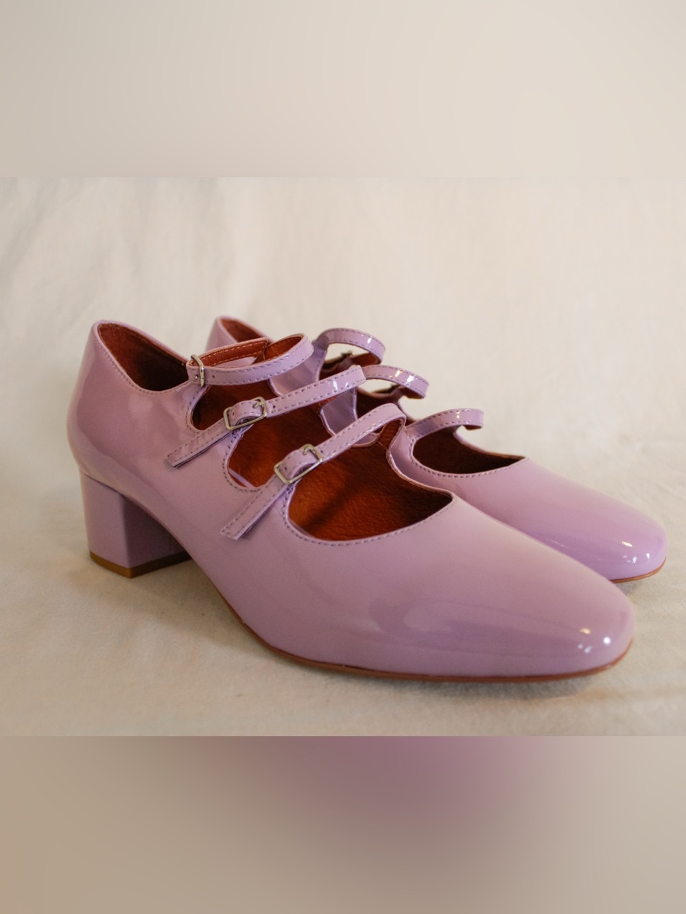 Intentionally Blank Women's Lilac Patent Mary Jane Block Heel Pumps New w/ Box - Picture 5 of 13